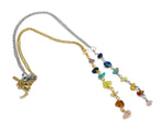 7 Chakra Crystal Necklace from GemstoneGO with silver and gold accents, featuring colorful chakra crystal beads on a delicate chain