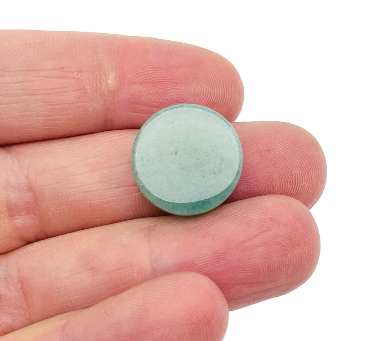 Round aventurine flat gemstone slab from GemstoneGO, showcasing vibrant green color and smooth polished surface.