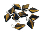 Tiger Eye triangle gemstone pendant from GemstoneGO, featuring a geometric design and polished finish for jewelry or accessories.