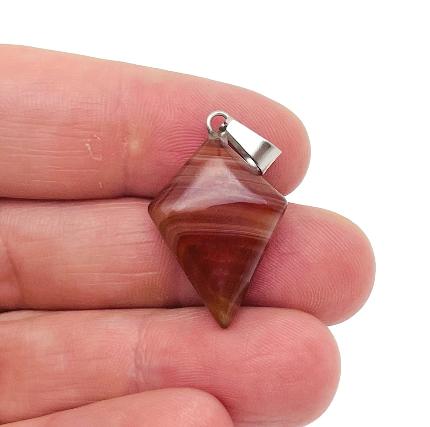 Pendentif en cornaline - Pendentif géométrique triangulaire en pierre précieuse - Bijou en pierre naturelle - Pendentif porte-bonheur pour femme - NC1351