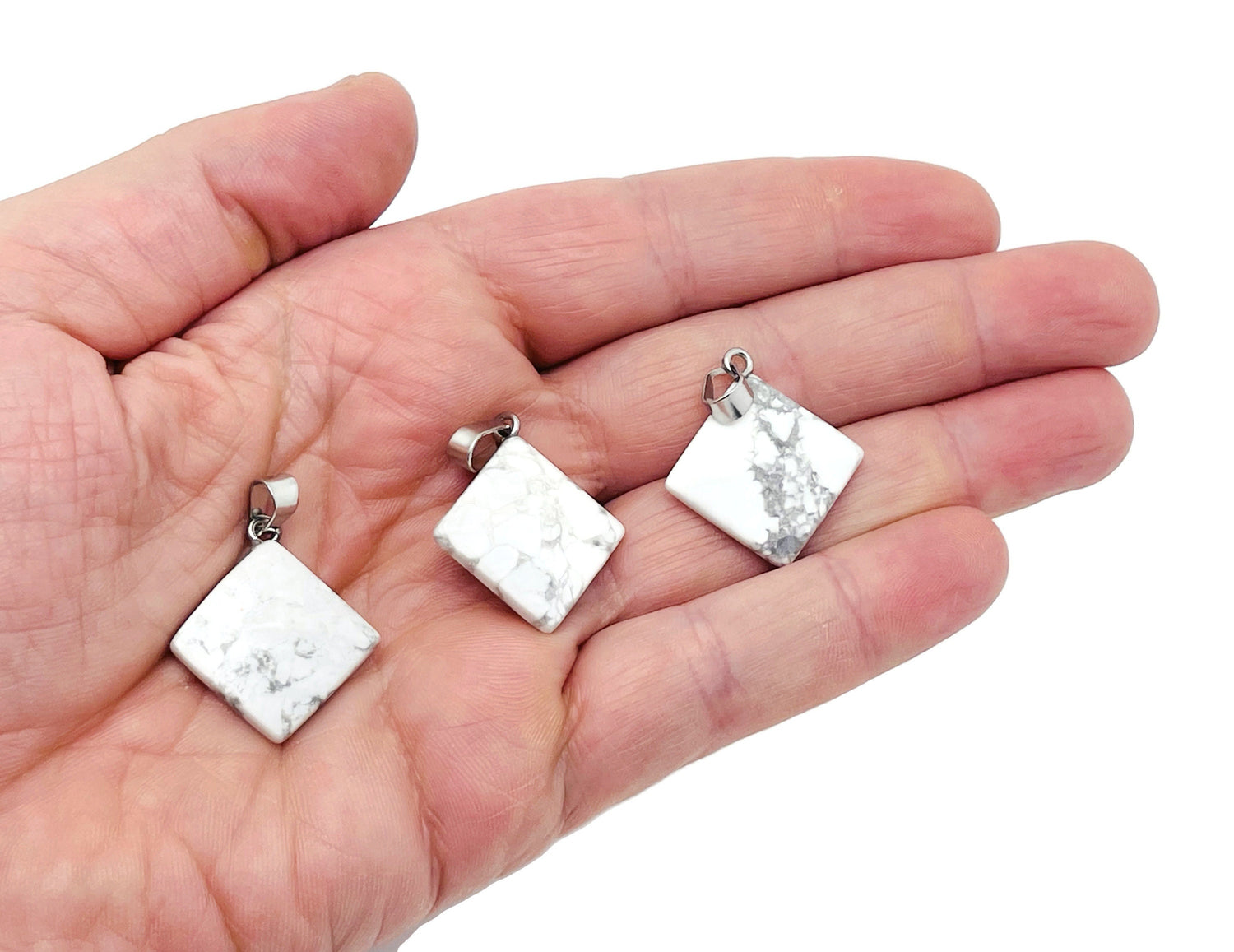 Howlite Pyramid Gemstone Pendant - Natural Gemstone Jewelry - NC1370