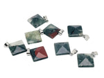 African Bloodstone pyramid gemstone pendant from GemstoneGO featuring a natural bloodstone pyramid-shaped jewelry piece.