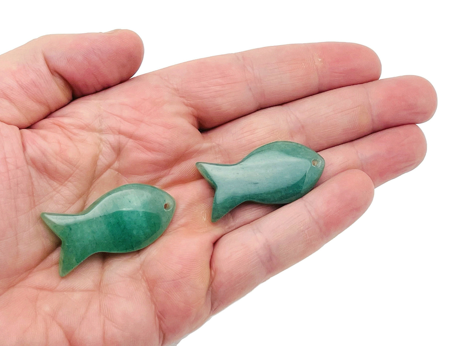 Aventurine fish gemstone pendant featuring Pisces zodiac symbol with a hole crystal design from GemstoneGO.