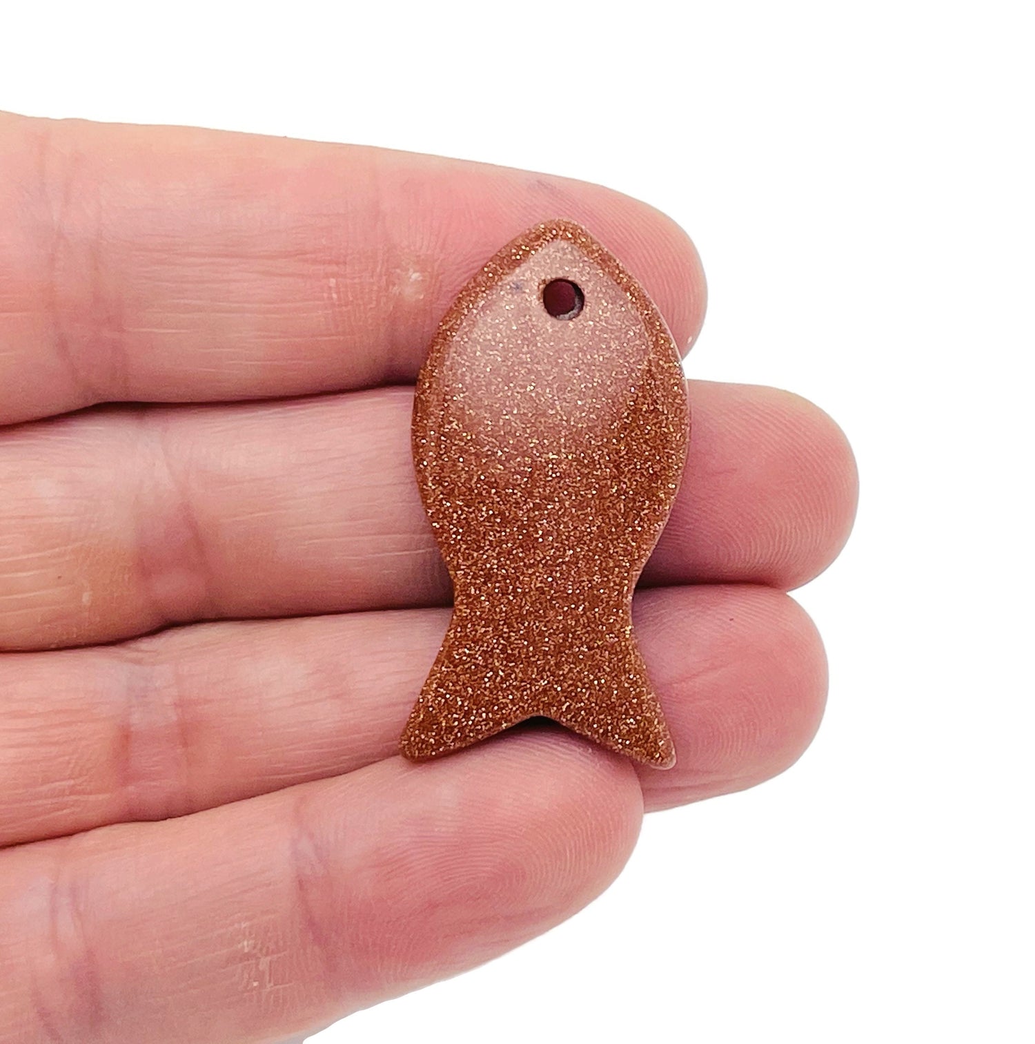 Goldstone Fish Carving Gemstone Pendant - Reiki Healing Bulk Polished - NC1388