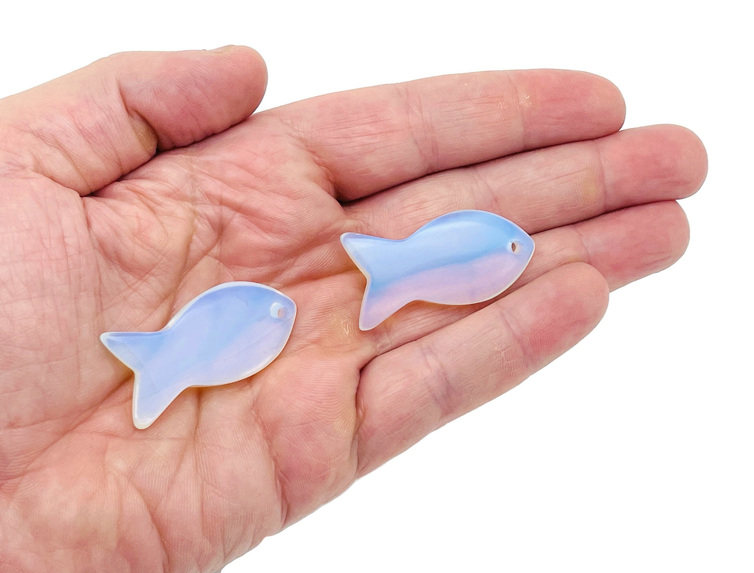 Opalite Fish Carving Gemstone Pendant - Reiki Healing Bulk Polished - NC1397