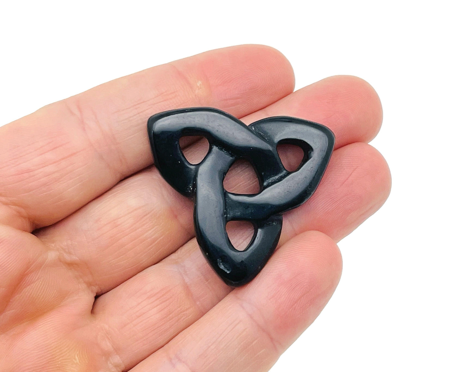 Obsidian Celtic Knot Carved Gemstone  - Trinity Crystal - CK1003