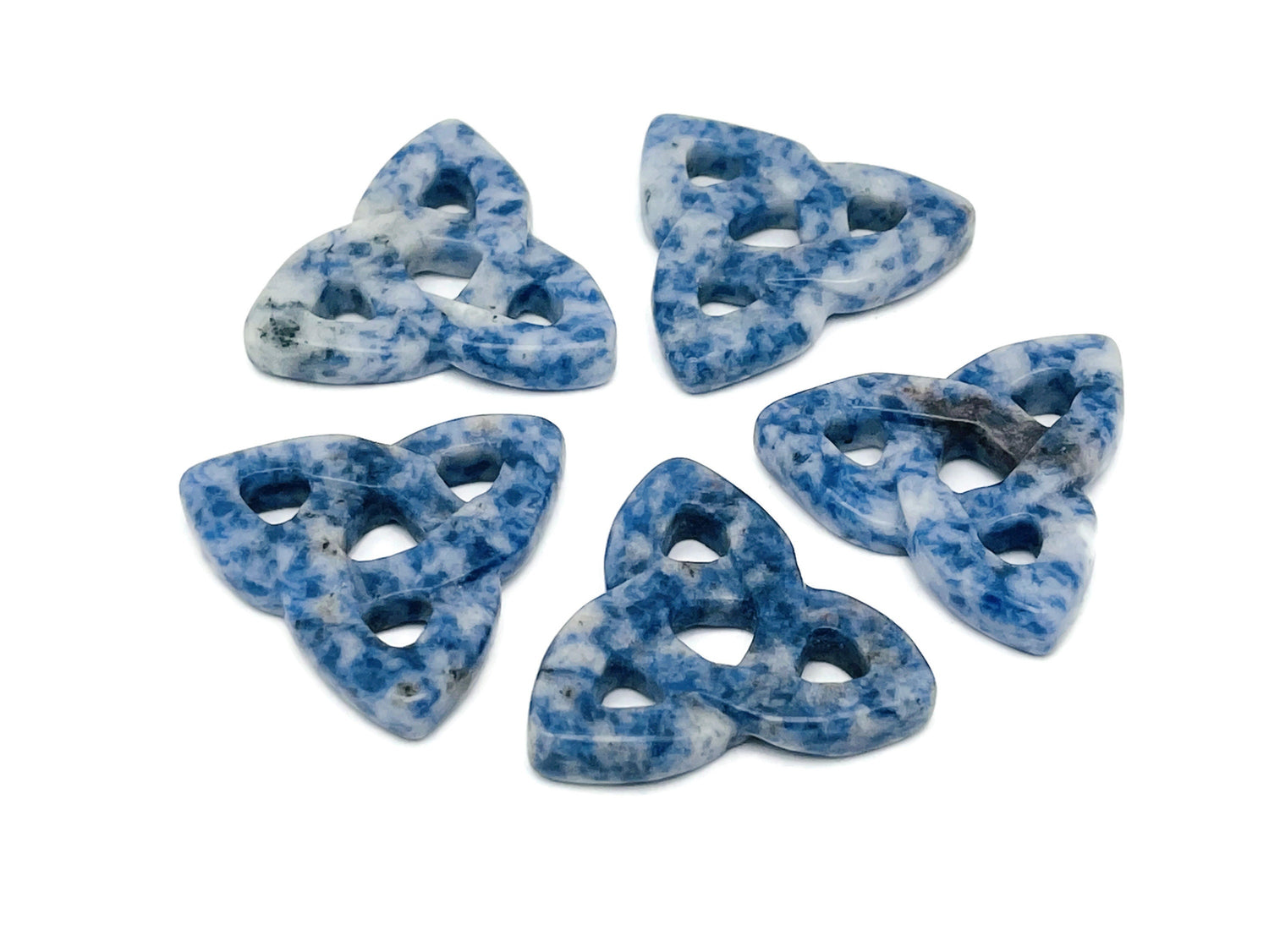 Blue Spot Jasper Celtic Knot Carved Gemstone  - Trinity Crystal - CK1010