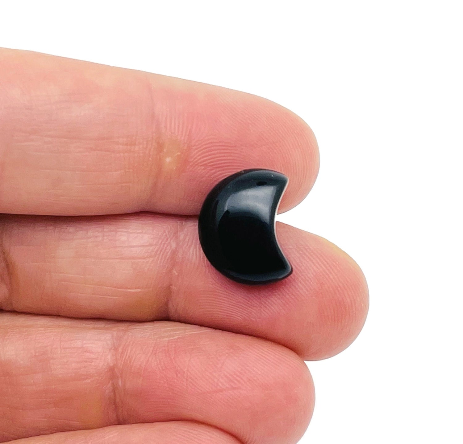 Obsidian Gemstone Moon Puffy - 15x9mm - MO1071