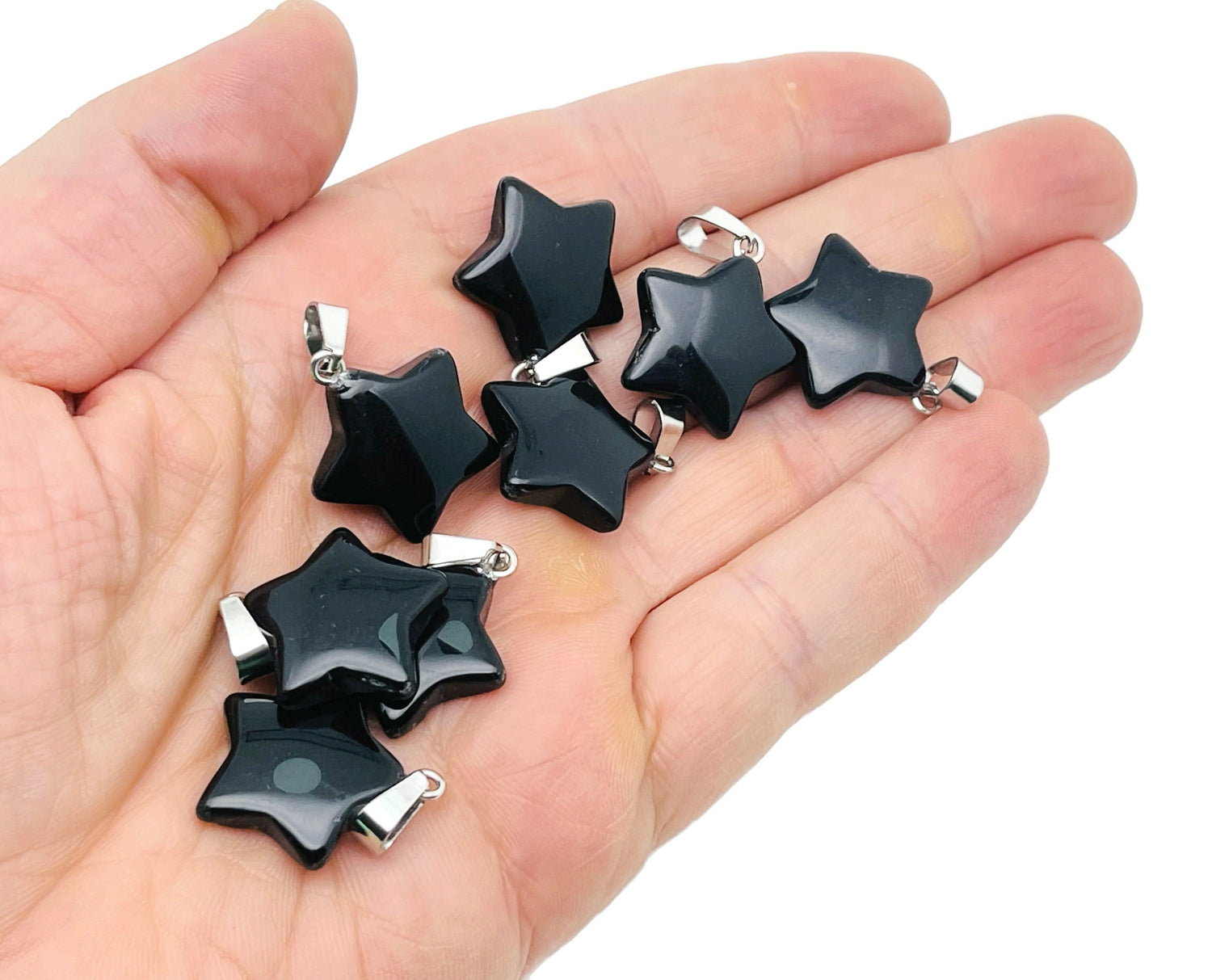 Obsidian Star Pendant - Crystal Pendant - Jewelry Making Supplies - SNC1011