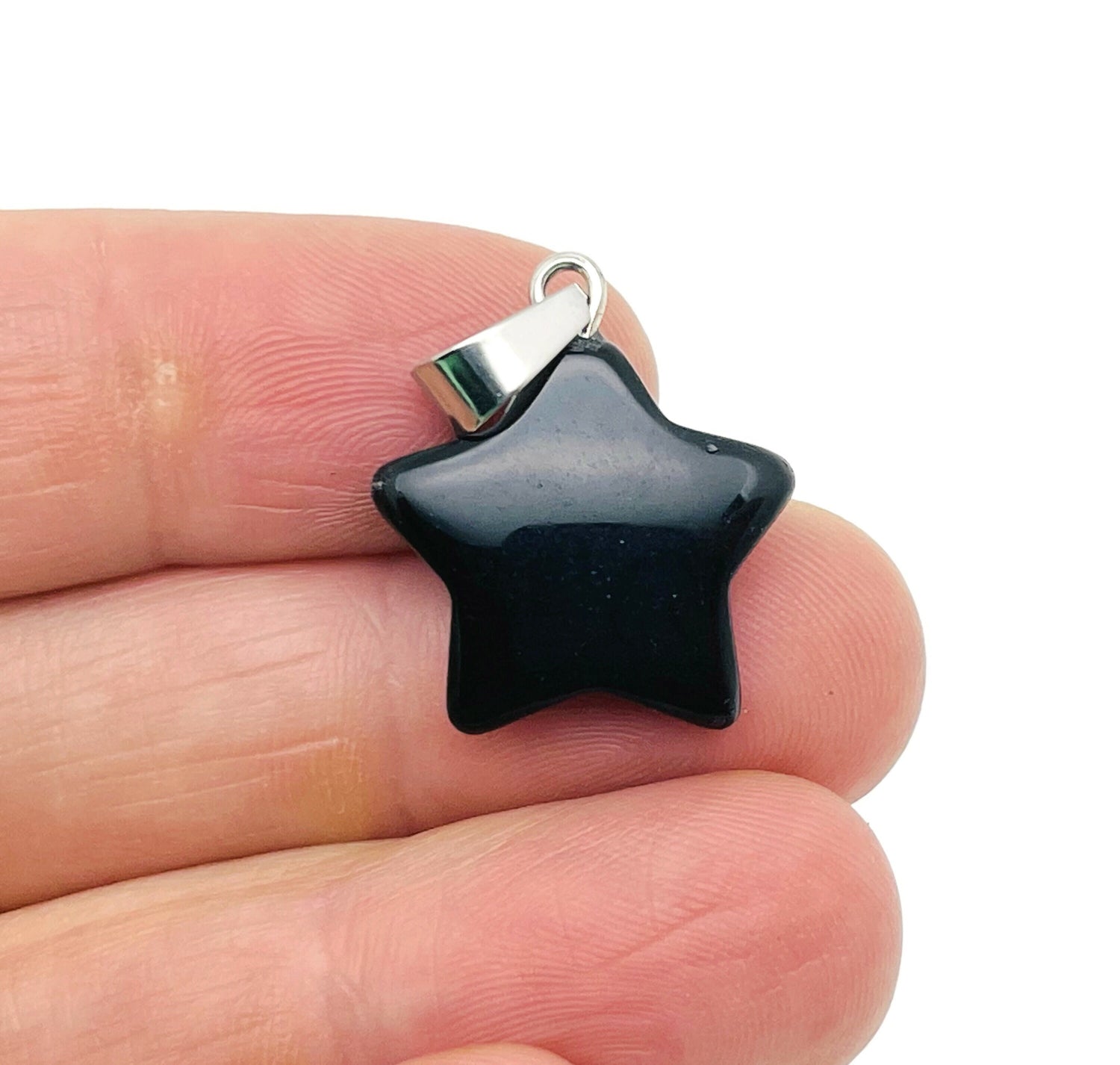 Obsidian Star Pendant - Crystal Pendant - Jewelry Making Supplies - SNC1011