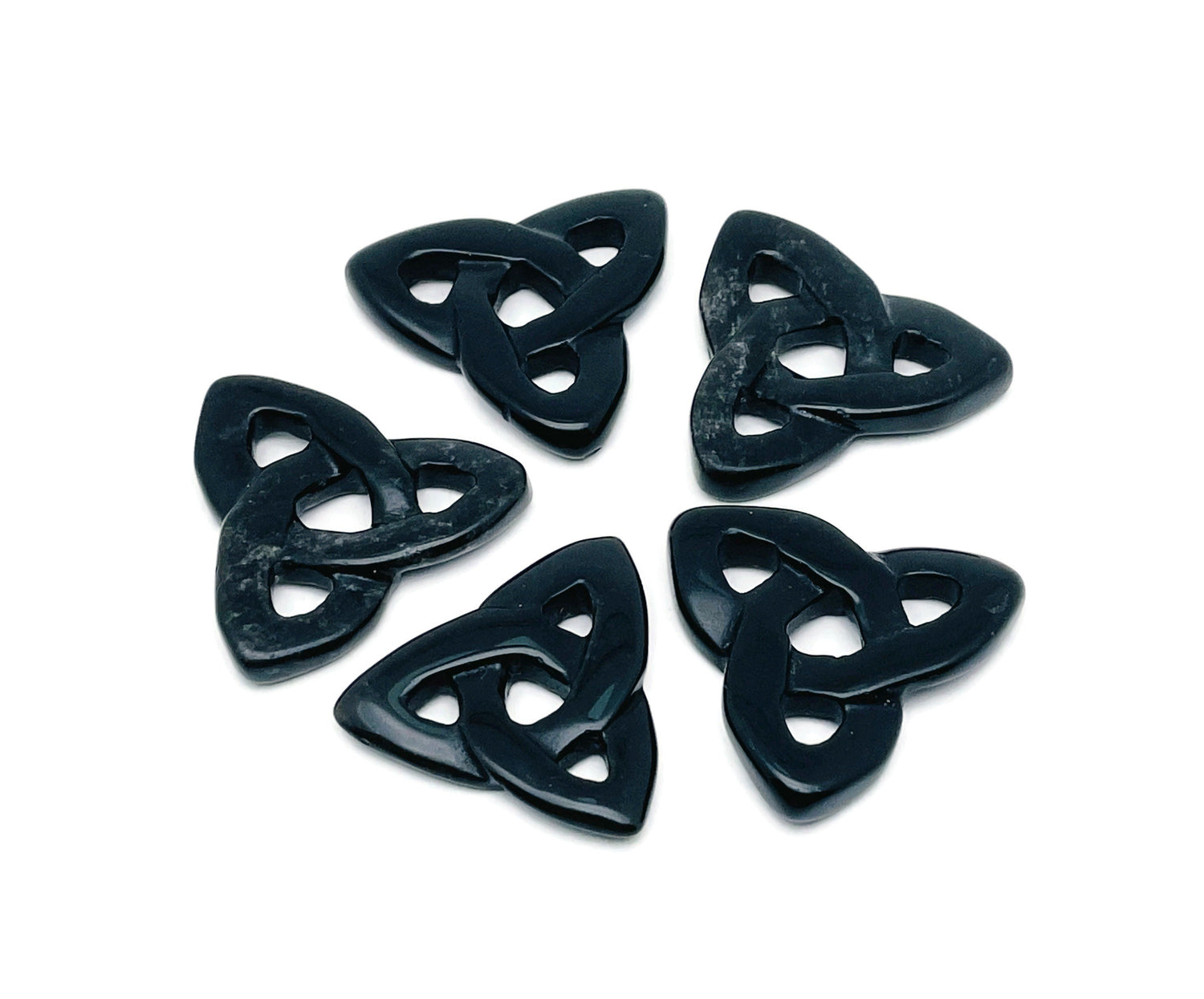 Obsidian Celtic Knot Carved Gemstone  - Trinity Crystal - CK1003