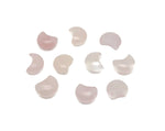 Rose Quartz gemstone moon puffy with 15x9mm size from GemstoneGO, showing a smooth, polished pink moon-shaped stone.