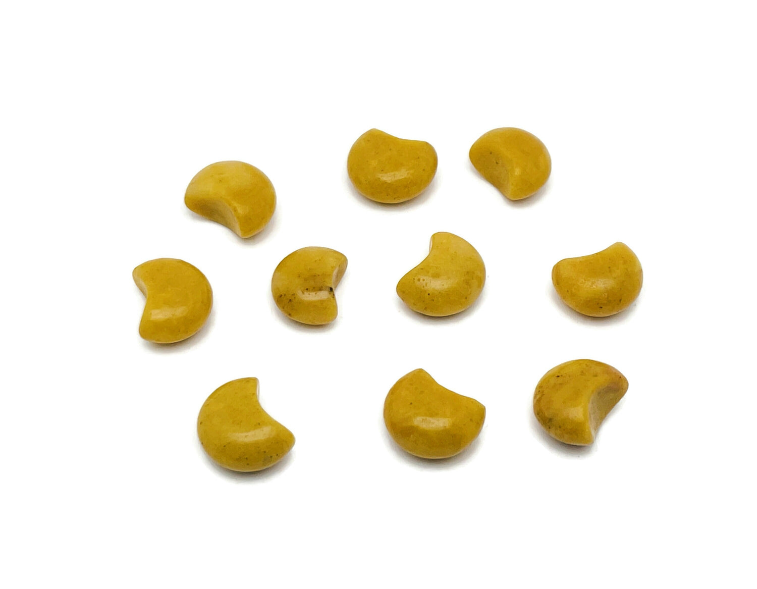 Yellow Jade Gemstone Moon Puffy - 15x9mm - MO1070