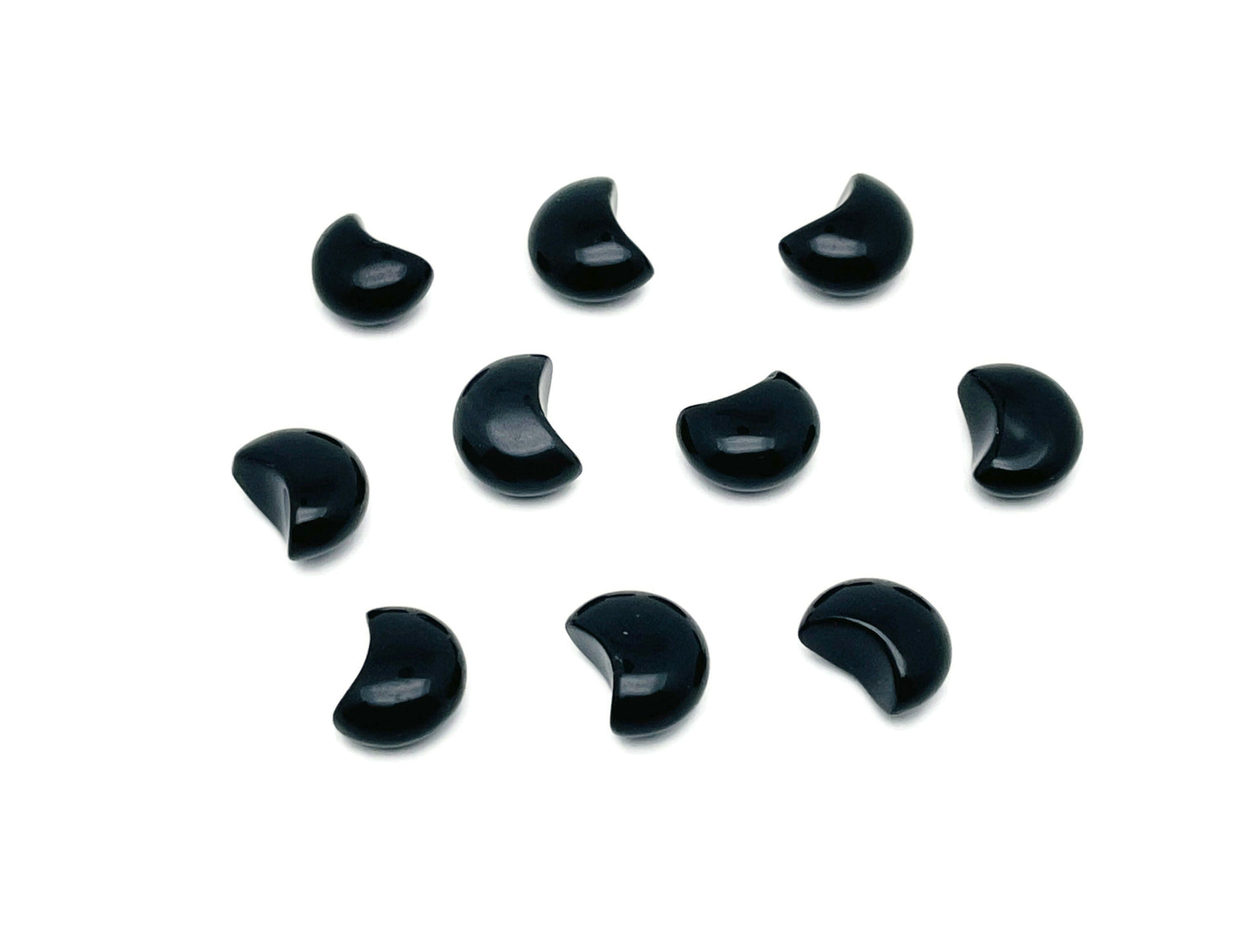 Obsidian Gemstone Moon Puffy - 15x9mm - MO1071
