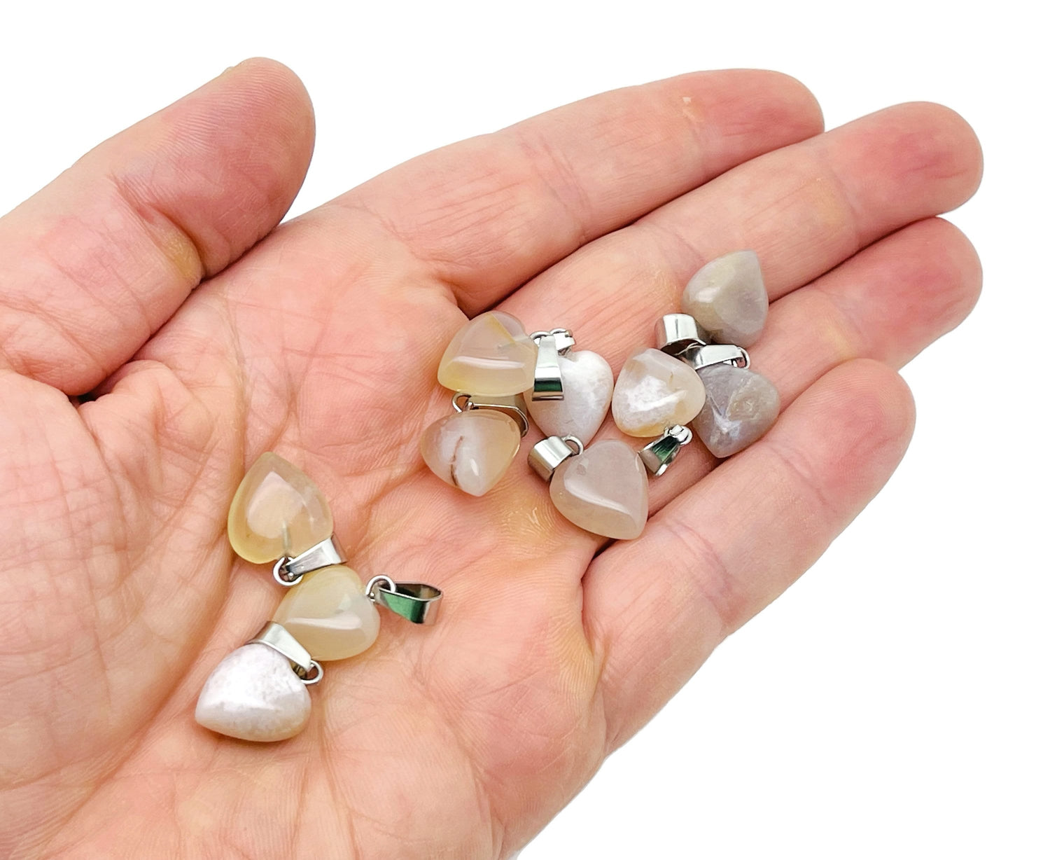 Pendentif cœur en agate fleurie - Pendentif en cristal aux vertus curatives - Mini pendentif en cristal - Cadeaux - HNC1025