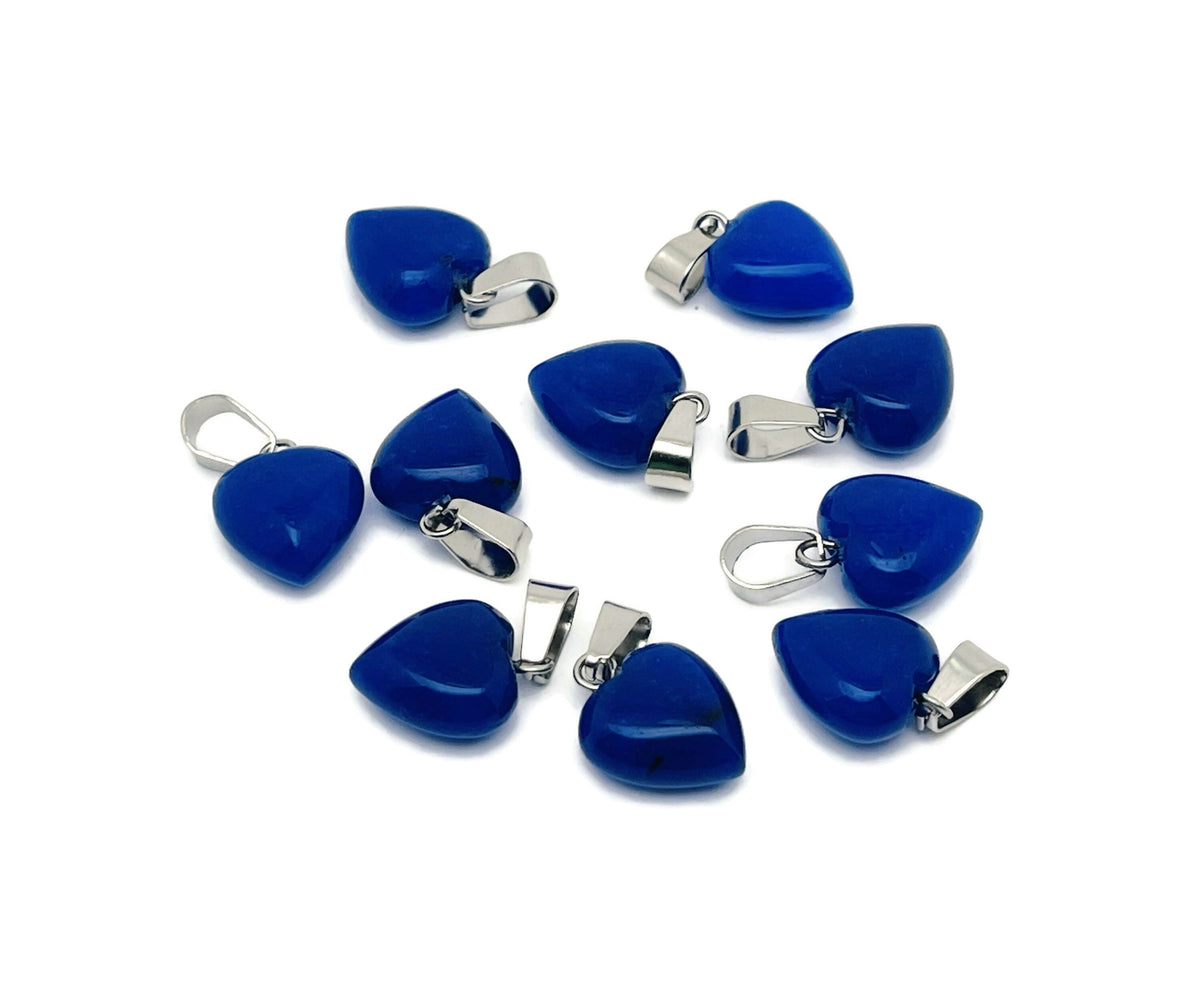 Blue jade heart pendant with mini crystal accents, showcasing the GemstoneGO jewelry design in a close-up view.