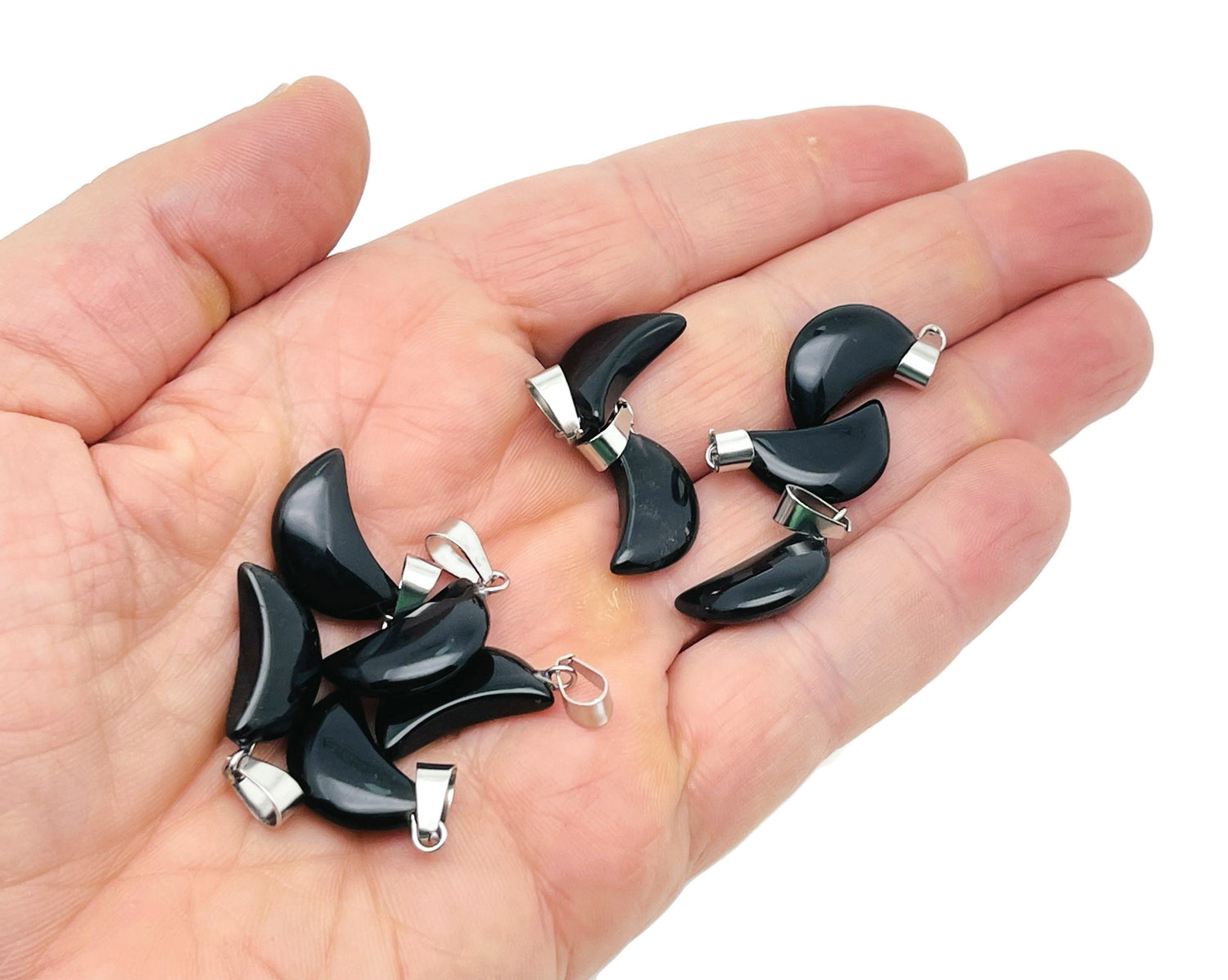 Obsidian Moon Crystal Pendant - Jewelry Making Supplies - MNC1015