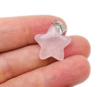 Rose quartz star pendant from GemstoneGO, a crystal jewelry-making supply featuring a polished pink gemstone star charm.
