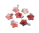 Cherry Quartz star-shaped pendant by GemstoneGO, featuring a crystal design, ideal for jewelry making supplies.