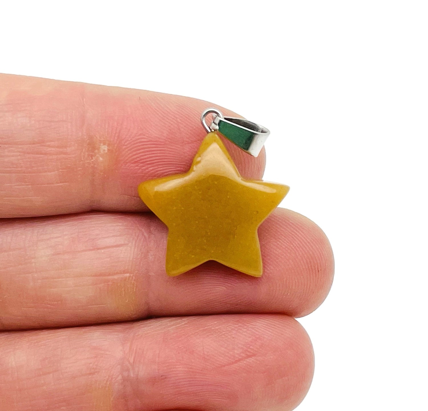 Yellow Jade Star Pendant - Crystal Pendant - Jewelry Making Supplies - SNC1005
