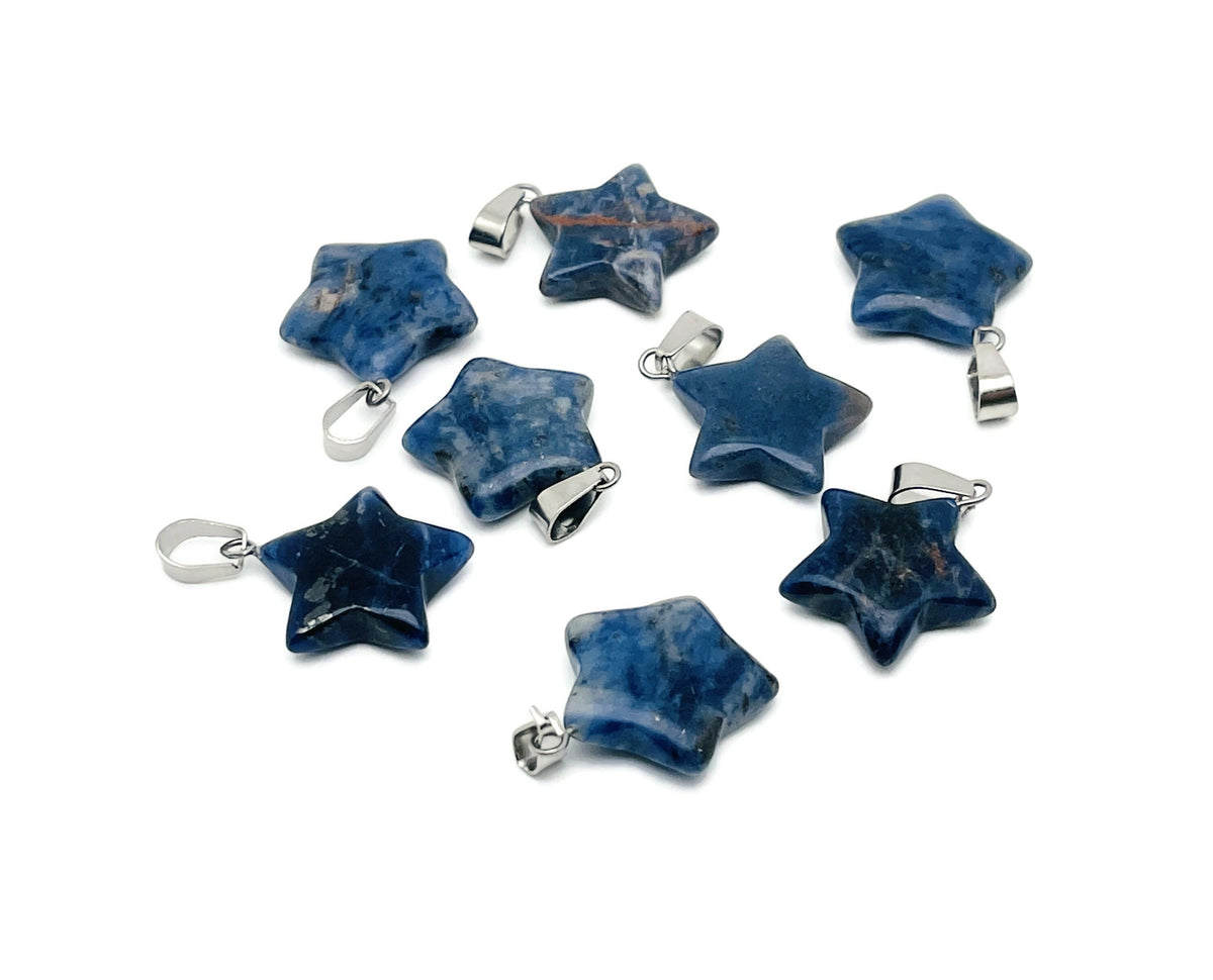 Sodalite star-shaped crystal pendant from GemstoneGO, ideal for jewelry making and crafting accessories.