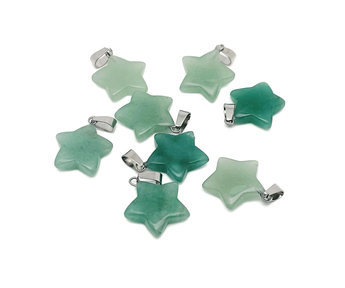 Aventurine star-shaped crystal pendant from GemstoneGO, perfect for jewelry making and accessories.
