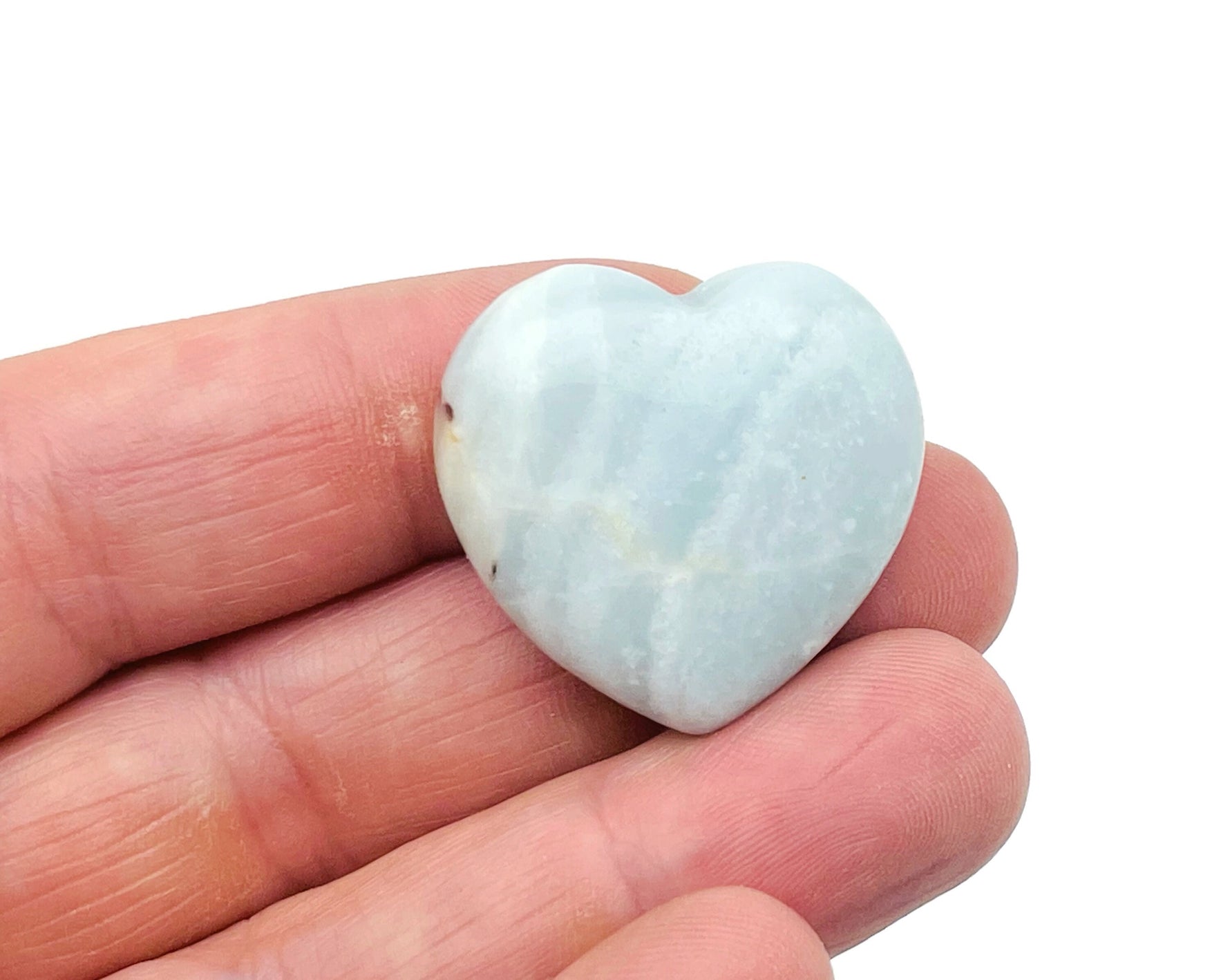 Amazonite heart-shaped gemstone pendant, 30mm, from GemstoneGO, showcasing vibrant blue-green color and polished surface.