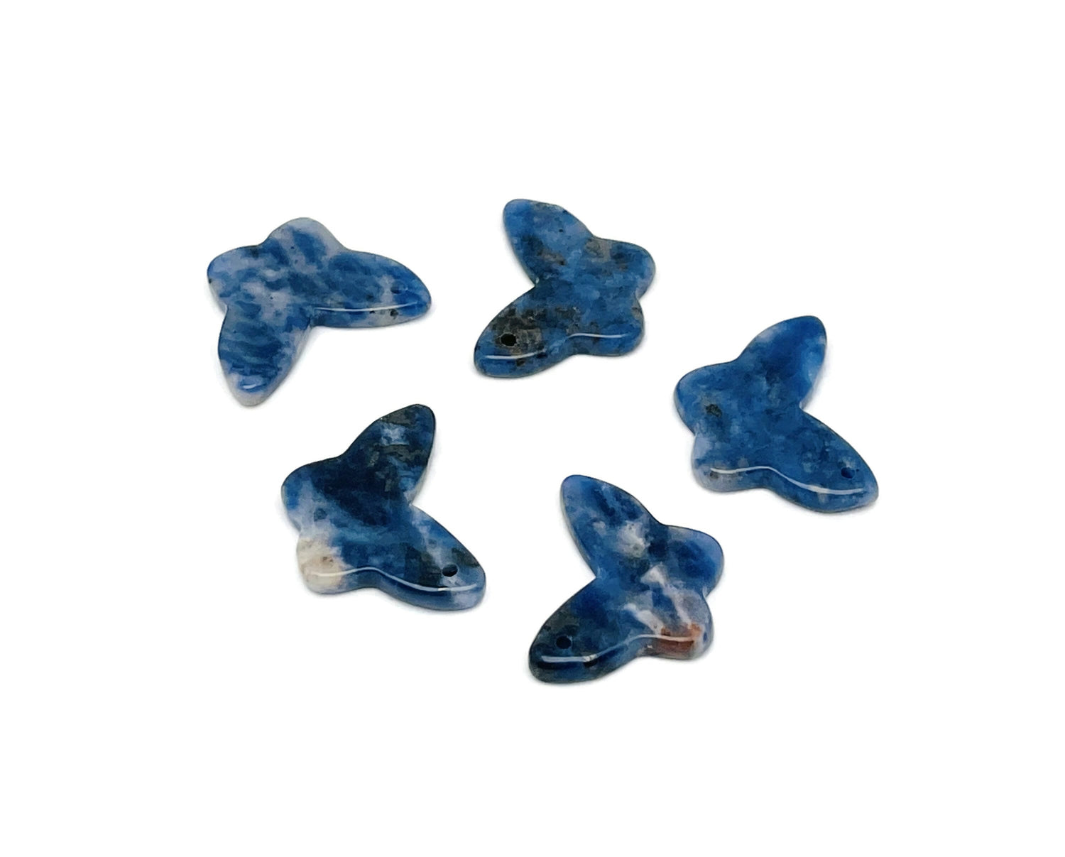 Sodalite Mini Butterfly Gemstone Pendant - Hole Crystal Jewelry - NC1413