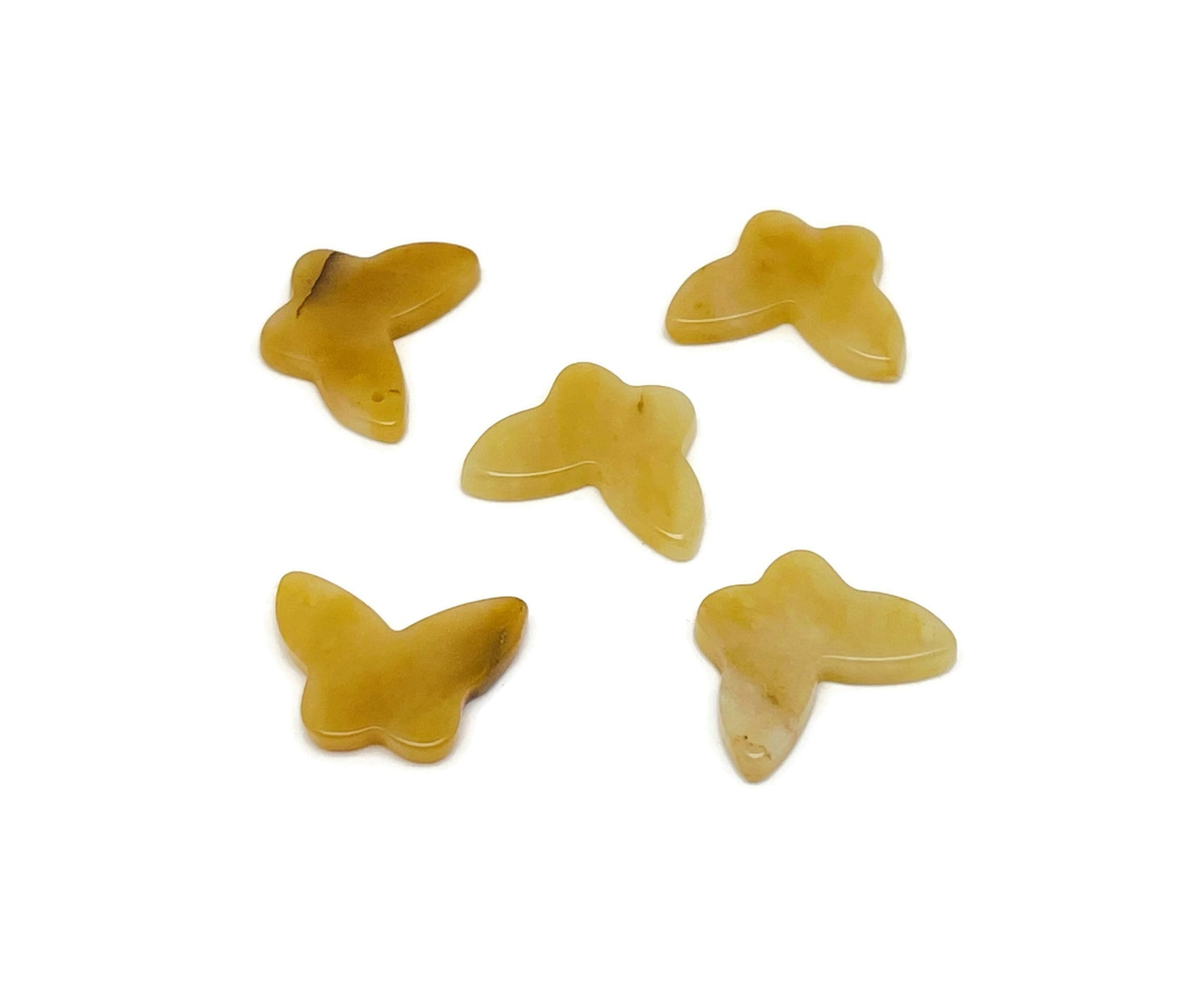 Yellow jade mini butterfly gemstone pendant with hole crystal jewelry from GemstoneGO, showcasing a delicate butterfly design.