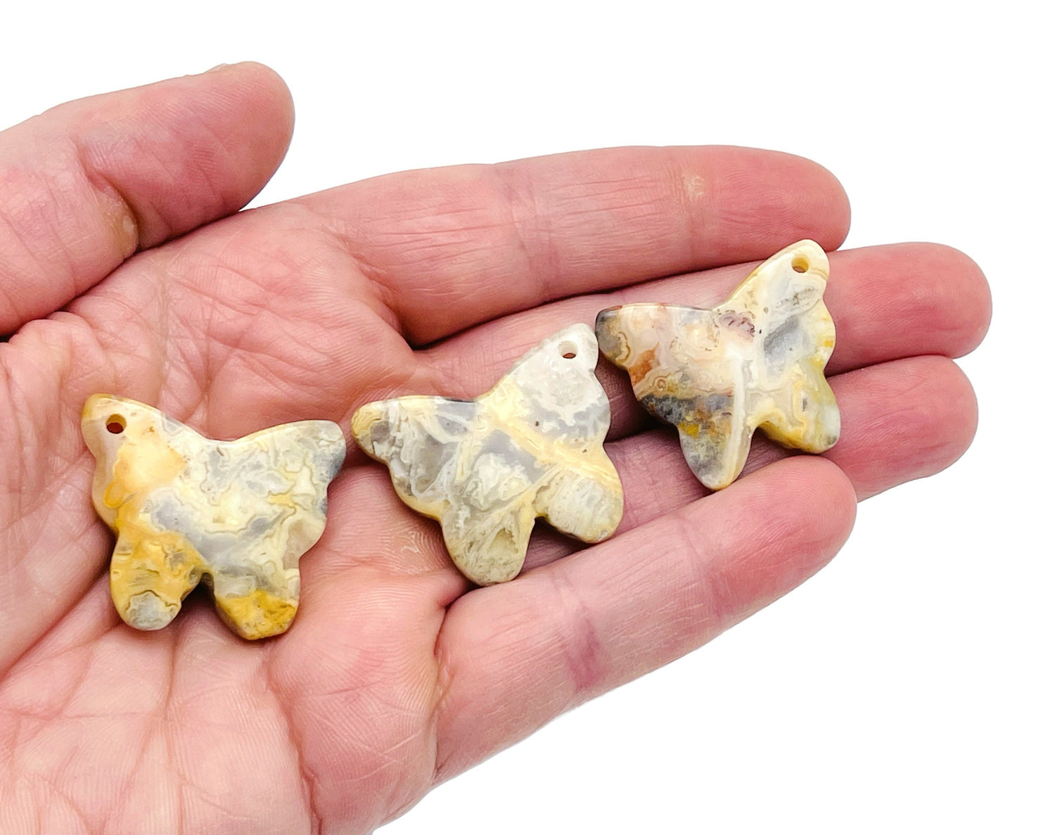 Crazy Lace Agate Butterfly Gemstone Pendant - Hole Crystal Jewelry - NC1428