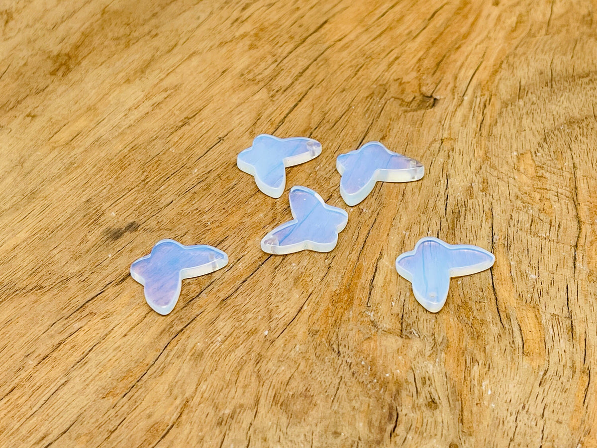 Opalite mini butterfly gemstone pendant with hole for jewelry, featuring a delicate crystal butterfly design by GemstoneGO.