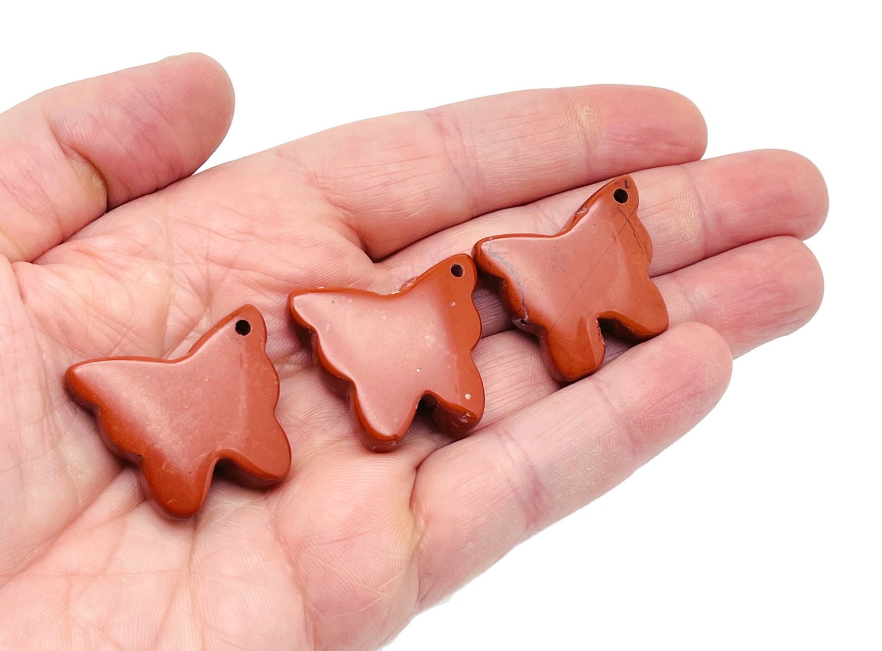 Red Jasper butterfly gemstone pendant with hole crystal jewelry, featuring a vibrant red Jasper butterfly design.