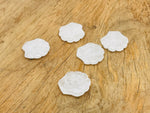 Clear quartz sea shell carving gemstone, 30mm, from GemstoneGO, showing intricate shell details and polished surface.