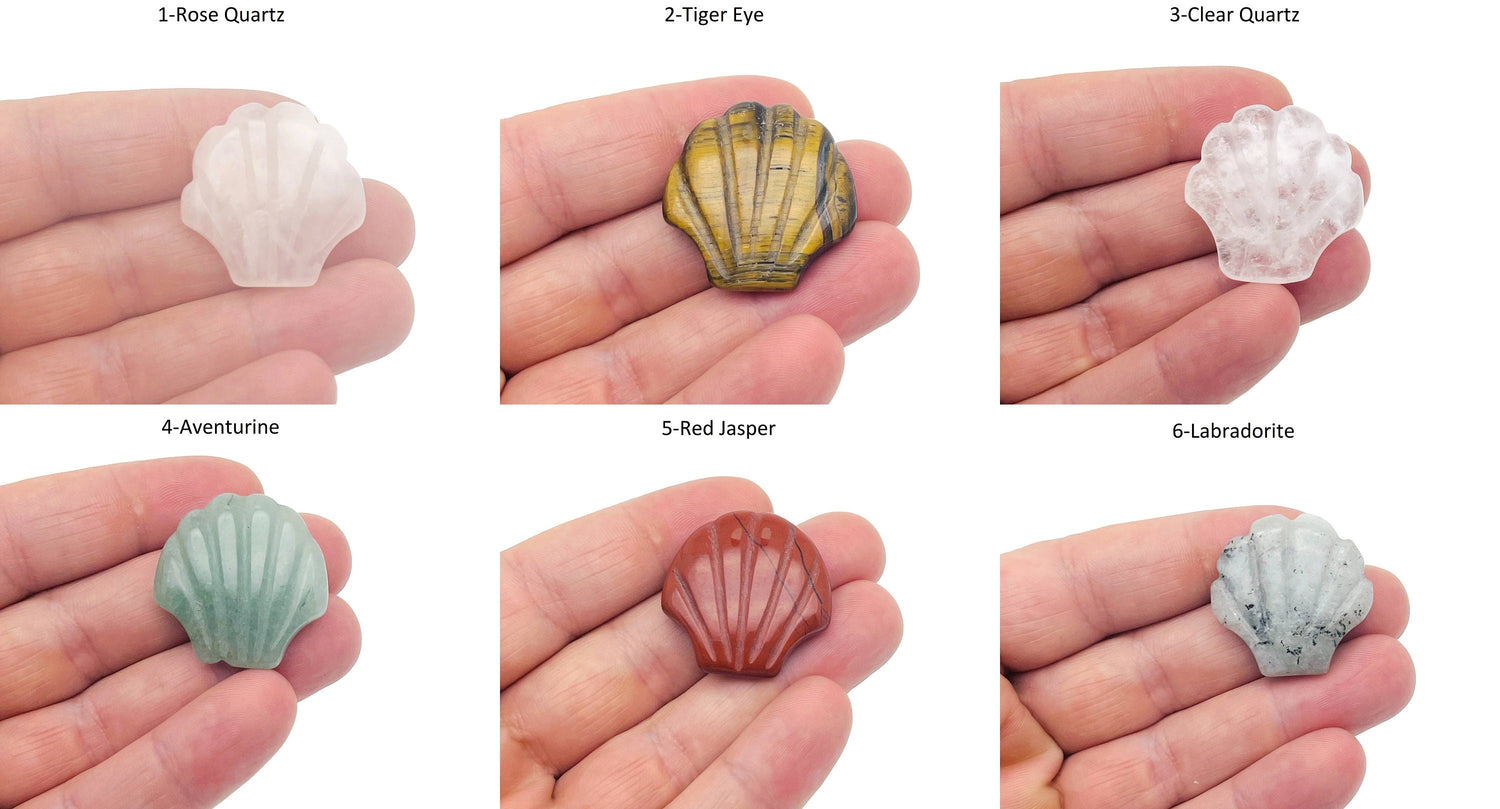 Colorful 30mm gemstone shell carving from GemstoneGO, ideal for jewelry making and decorative crafts.