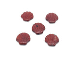 Red Jasper sea shell carving gemstone, 30mm, from GemstoneGO, featuring intricate shell details and rich red color.