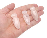 Rose quartz sword dagger carved gemstone, 50mm length, with detailed craftsmanship, from GemstoneGO.