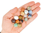 Set of 10 randomly selected gemstones from GemstoneGO's Crystal Mystery Box Gift Saturn Carving kit, featuring various colorful crystals.