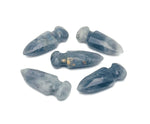 Labradorite sword-shaped carved gemstone dagger, 50mm, with iridescent blue and green flashes, from GemstoneGO.