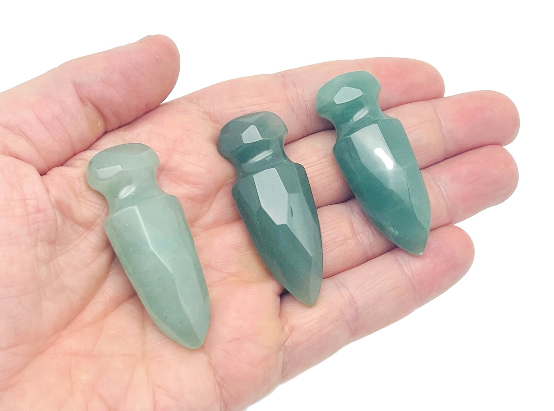 Carved gemstone sword dagger with crystal energy, mineral specimen, 50mm size, colorful mixed gemstones from GemstoneGO.