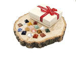 Set of 10 randomly selected gemstone crystals from GemstoneGO's Crystal Mystery Box Gift Pyramid, featuring various polished stones.