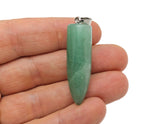 Polished aventurine bullet gemstone pendant with carved details, showcasing a smooth, natural green stone pendant from GemstoneGO.