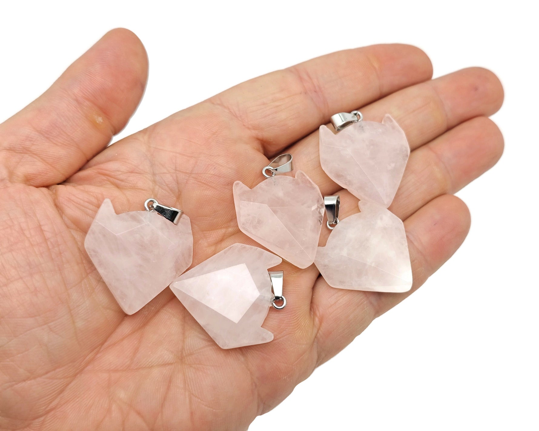 Crystal wolf head gemstone pendant from GemstoneGO featuring a detailed wolf design in sparkling clear crystal jewelry.