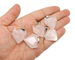 Rose quartz wolf head gemstone pendant, crystal jewelry featuring a detailed pink stone wolf design by GemstoneGO.