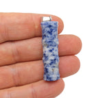 Blue Spot Jasper bamboo-shaped crystal pendant with protective gemstone from GemstoneGO, showcasing a polished, natural blue and white stone.