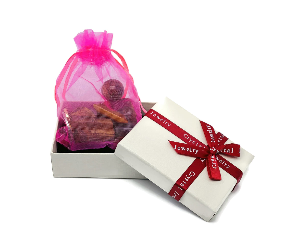 Set of 10 Crystal Mystery Box Gift Mushrooms by GemstoneGO, featuring carved crystal healing mushrooms in a random assortment.