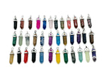 Set of 10 gemstone point pendants with carved crystal designs from GemstoneGO Crystal Mystery Box Gift Kit, featuring assorted colorful gemstones.