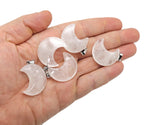 Moon crystal pendant from GemstoneGO, 30mm size, wholesale jewelry supply, featuring a polished, moon-shaped gemstone pendant.