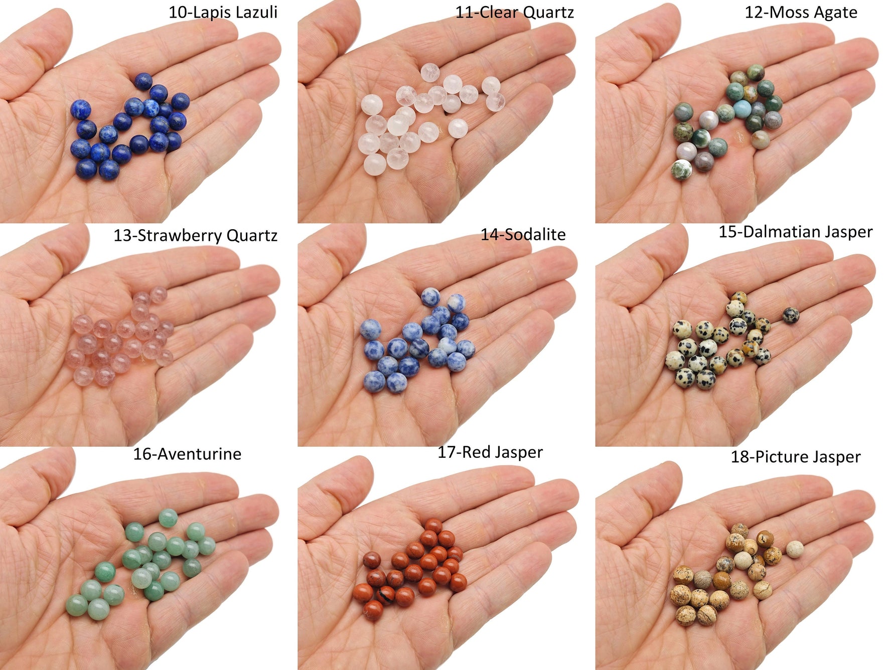 8mm Mini Sphere gemstone crystal ball from GemstoneGO, featuring a colorful mix of polished polished gemstone spheres.