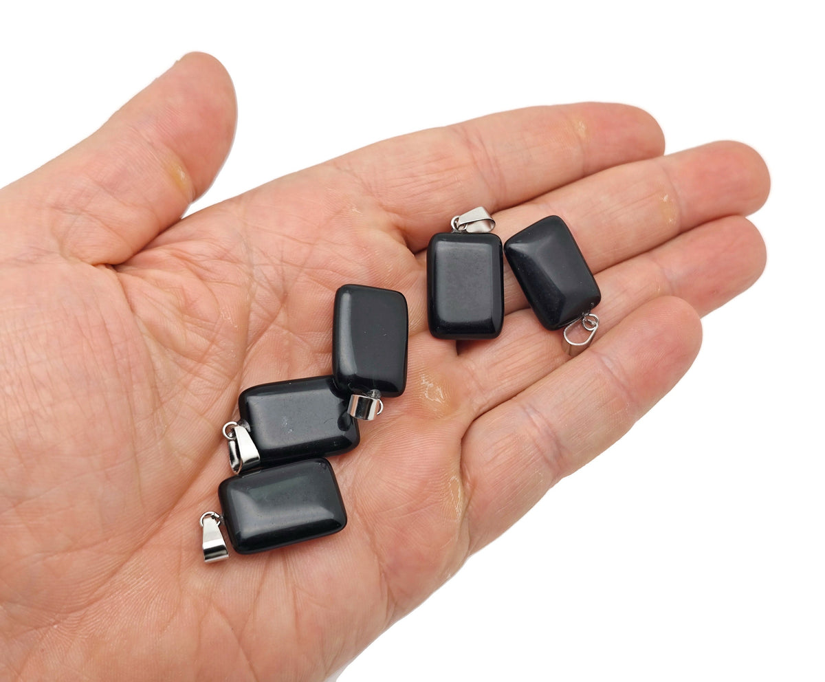 Rectangle shape crystal pendant from GemstoneGO, featuring natural gemstone stones in a mixed assortment, perfect for jewelry making.