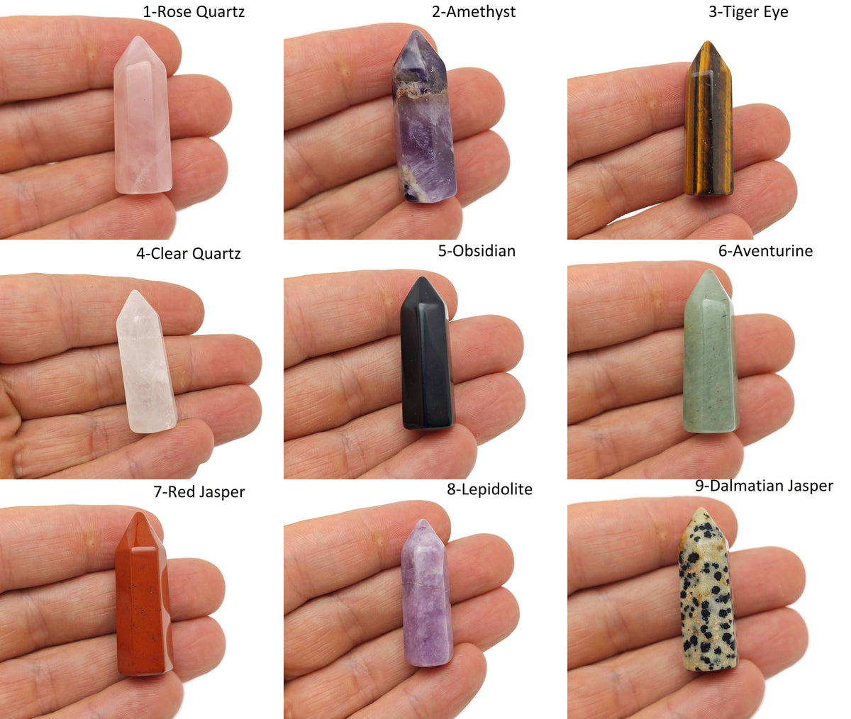 MIX Obelisk Tower Crystal from GemstoneGO, 40mm healing decor gemstone with a polished obelisk shape and vibrant color details.